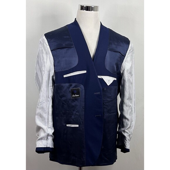 David Donahue 48R Connor Sport Coat 100% Wool Blue Two Button Double Vented - Picture 7 of 8